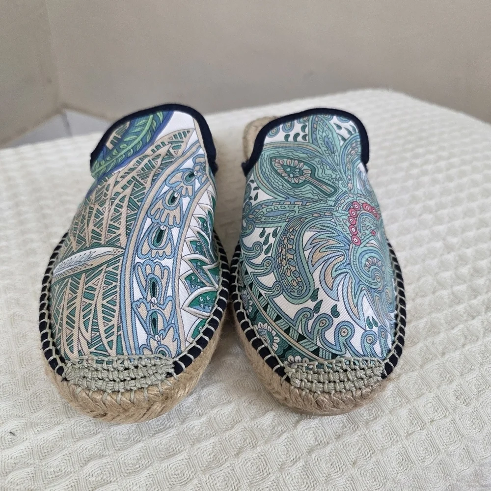 Respoke Spanish Espadrille Mule Slides Paisley Print Women’s US 7 EU 37